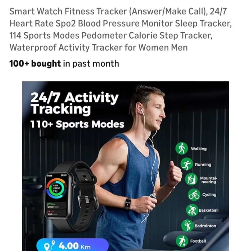 Black Smartwatch with Fitness Tracker